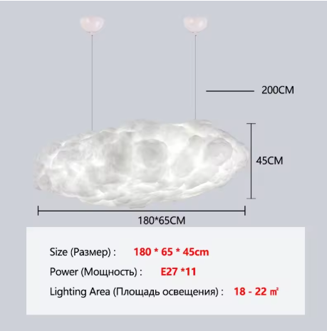 Wolk Hanglamp – Moderne LED Kroonluchter van Space-Katoen, Sfeervol en Uniek