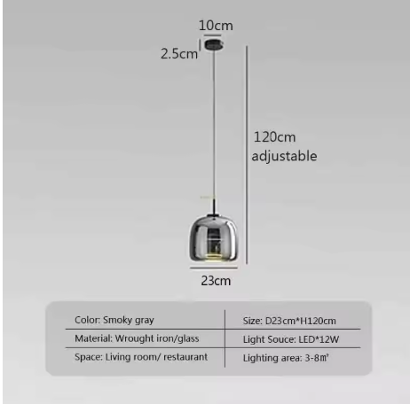 Moderne LED Glazen Hanglamp – Rookgrijs & Amber, 3 Maten