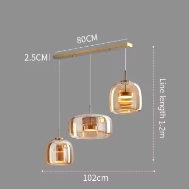 Moderne LED Glazen Hanglamp – Rookgrijs & Amber, 3 Maten