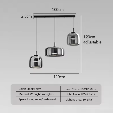 Moderne LED Glazen Hanglamp – Rookgrijs & Amber, 3 Maten