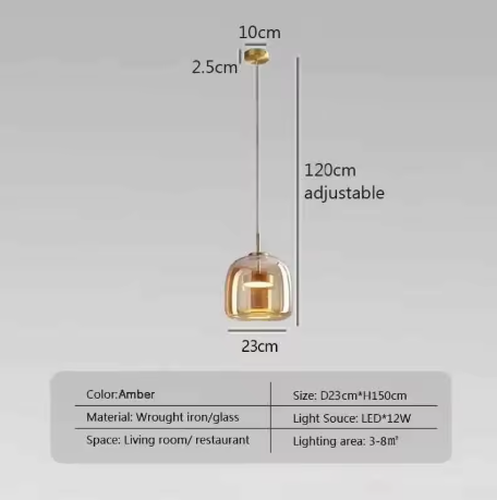 Moderne LED Glazen Hanglamp – Rookgrijs & Amber, 3 Maten