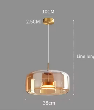 Moderne LED Glazen Hanglamp – Rookgrijs & Amber, 3 Maten