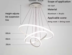 Moderne LED Kroonluchter – Luxe Cirkel Hanglamp voor Woonkamer & Eettafel