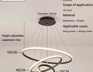 Moderne LED Kroonluchter – Luxe Cirkel Hanglamp voor Woonkamer & Eettafel