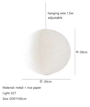 Japanse Rijstpapieren Hanglamp – Wabi Sabi Design, E27 Fitting