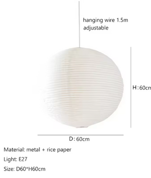 Japanse Rijstpapieren Hanglamp – Wabi Sabi Design, E27 Fitting
