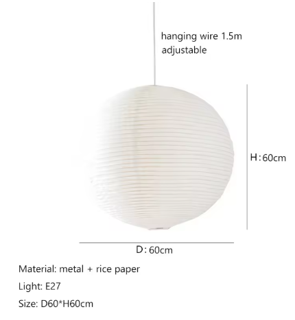Japanse Rijstpapieren Hanglamp – Wabi Sabi Design, E27 Fitting