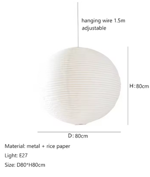Japanse Rijstpapieren Hanglamp – Wabi Sabi Design, E27 Fitting