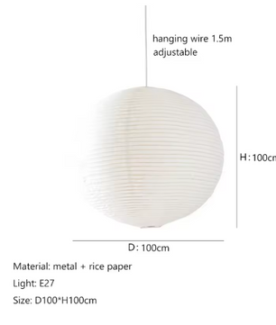 Japanse Rijstpapieren Hanglamp – Wabi Sabi Design, E27 Fitting