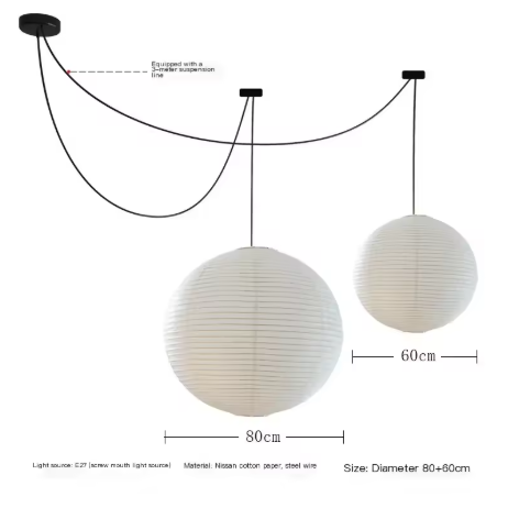 Japanse Rijstpapieren Hanglamp – Wabi Sabi Design, E27 Fitting