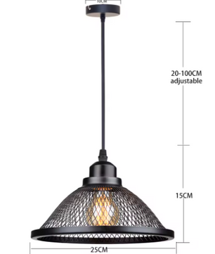 Vintage Retro Zwarte Hanglamp – Industriële Net-Cage Stijl, E27 LED Armatuur