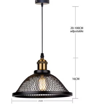 Vintage Retro Zwarte Hanglamp – Industriële Net-Cage Stijl, E27 LED Armatuur