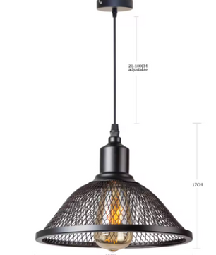 Vintage Retro Zwarte Hanglamp – Industriële Net-Cage Stijl, E27 LED Armatuur