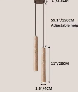 Japanse LED Hanglamp – Lange Buis met Houten Plafondplaat, Rustig & Modern Design
