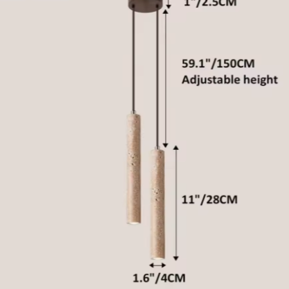 Japanse LED Hanglamp – Lange Buis met Houten Plafondplaat, Rustig & Modern Design