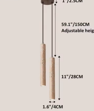 Japanse LED Hanglamp – Lange Buis met Houten Plafondplaat, Rustig & Modern Design
