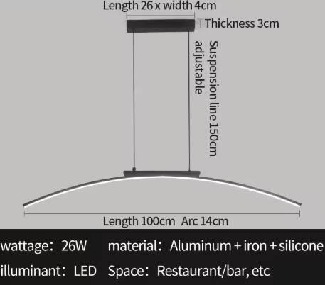 Moderne LED Boog Hanglamp – Eigentijds Design, Verstelbare Helderheid & Energiezuinig