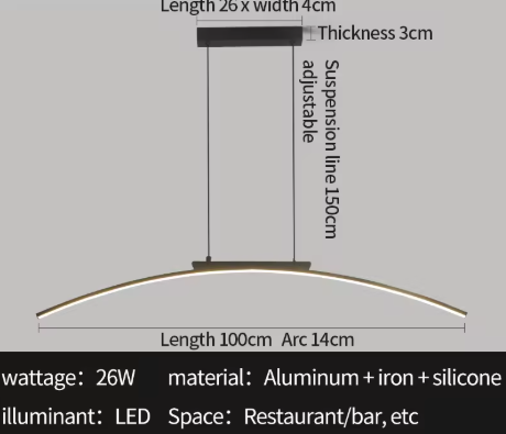 Moderne LED Boog Hanglamp – Eigentijds Design, Verstelbare Helderheid & Energiezuinig