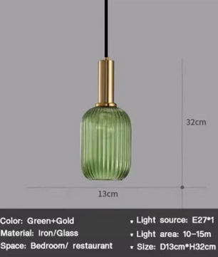 Nordic Glazen Hanglamp – Cognac, Groen, Wit & Rookgrijs, Modern Design