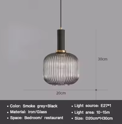 Nordic Glazen Hanglamp – Cognac, Groen, Wit & Rookgrijs, Modern Design