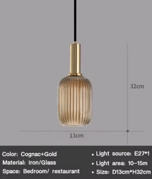 Nordic Glazen Hanglamp – Cognac, Groen, Wit & Rookgrijs, Modern Design