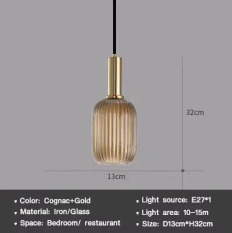 Nordic Glazen Hanglamp – Cognac, Groen, Wit & Rookgrijs, Modern Design