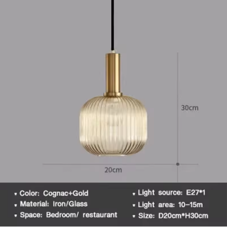 Nordic Glazen Hanglamp – Cognac, Groen, Wit & Rookgrijs, Modern Design