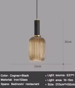 Nordic Glazen Hanglamp – Cognac, Groen, Wit & Rookgrijs, Modern Design