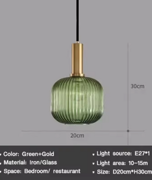 Nordic Glazen Hanglamp – Cognac, Groen, Wit & Rookgrijs, Modern Design