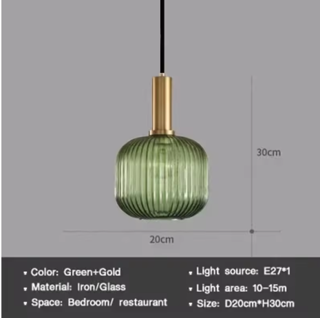 Nordic Glazen Hanglamp – Cognac, Groen, Wit & Rookgrijs, Modern Design