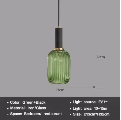 Nordic Glazen Hanglamp – Cognac, Groen, Wit & Rookgrijs, Modern Design