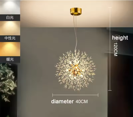 Moderne Paardenbloem LED Hanglamp – Acryl Sterrenhemel Design & Vuurbal Effect