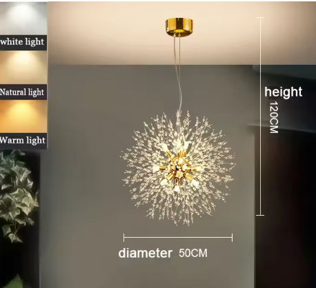 Moderne Paardenbloem LED Hanglamp – Acryl Sterrenhemel Design & Vuurbal Effect