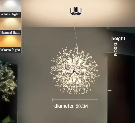 Moderne Paardenbloem LED Hanglamp – Acryl Sterrenhemel Design & Vuurbal Effect