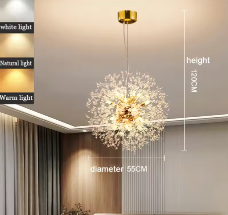 Moderne Paardenbloem LED Hanglamp – Acryl Sterrenhemel Design & Vuurbal Effect