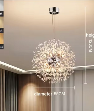 Moderne Paardenbloem LED Hanglamp – Acryl Sterrenhemel Design & Vuurbal Effect