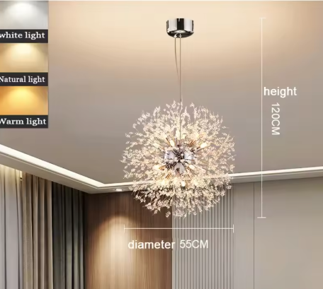 Moderne Paardenbloem LED Hanglamp – Acryl Sterrenhemel Design & Vuurbal Effect