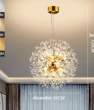 Moderne Paardenbloem LED Hanglamp – Acryl Sterrenhemel Design & Vuurbal Effect