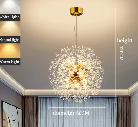 Moderne Paardenbloem LED Hanglamp – Acryl Sterrenhemel Design & Vuurbal Effect