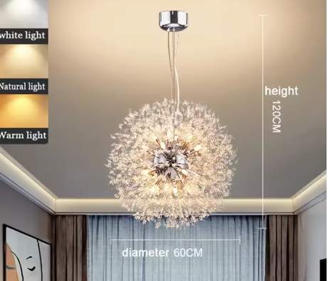 Moderne Paardenbloem LED Hanglamp – Acryl Sterrenhemel Design & Vuurbal Effect