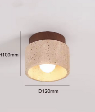 Travertijn Plafondlamp – Moderne Stenen Inbouwlamp voor Hal & Slaapkamer