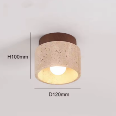 Travertijn Plafondlamp – Moderne Stenen Inbouwlamp voor Hal & Slaapkamer