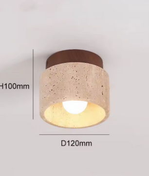 Travertijn Plafondlamp – Moderne Stenen Inbouwlamp voor Hal & Slaapkamer