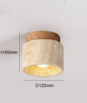 Travertijn Plafondlamp – Moderne Stenen Inbouwlamp voor Hal & Slaapkamer