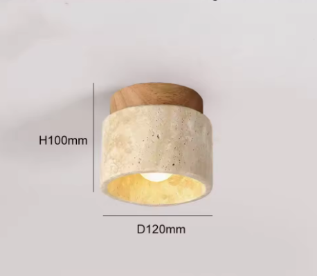 Travertijn Plafondlamp – Moderne Stenen Inbouwlamp voor Hal & Slaapkamer