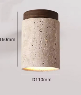 Travertijn Plafondlamp – Moderne Stenen Inbouwlamp voor Hal & Slaapkamer
