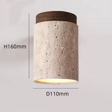 Travertijn Plafondlamp – Moderne Stenen Inbouwlamp voor Hal & Slaapkamer