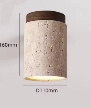 Travertijn Plafondlamp – Moderne Stenen Inbouwlamp voor Hal & Slaapkamer