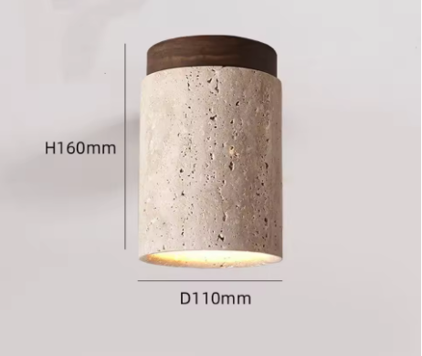 Travertijn Plafondlamp – Moderne Stenen Inbouwlamp voor Hal & Slaapkamer