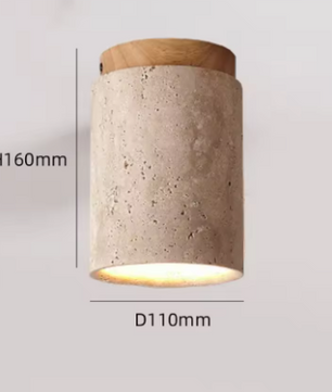 Travertijn Plafondlamp – Moderne Stenen Inbouwlamp voor Hal & Slaapkamer
